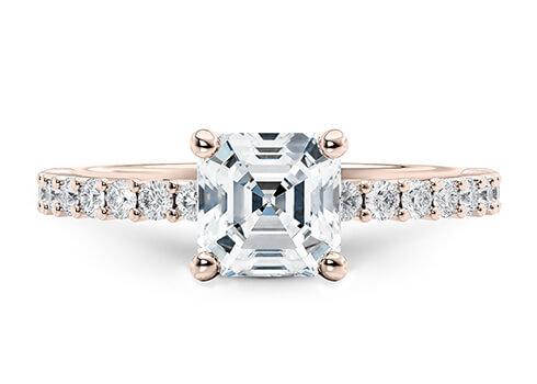 Duchess in Rose Gold set with a Asscher cut diamond.