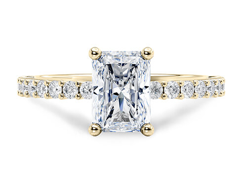 Duchess in Yellow Gold set with a Radiant cut diamond.