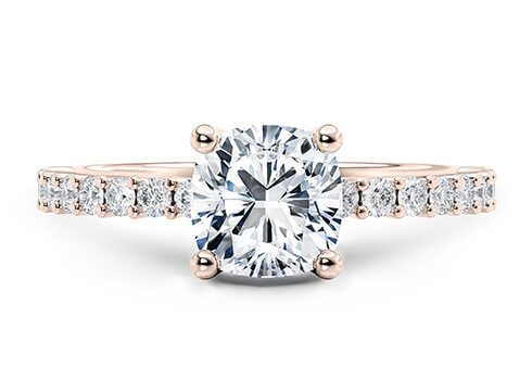 Duchess in Oro Rosa set with a Cuscino cut diamante.