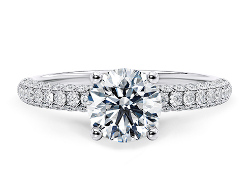 Muse Engagement Ring in White Gold set with a Round cut diamond.