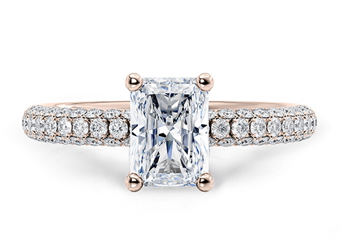 Muse in Rose Gold set with a Radiant cut diamond.