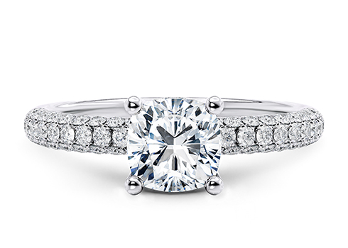 Muse in Platinum set with a Cushion cut diamond.