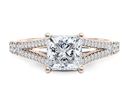 Oxford in Rose Gold set with a Princess cut diamond.