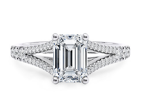 Oxford in Platinum set with a Emerald cut diamond.