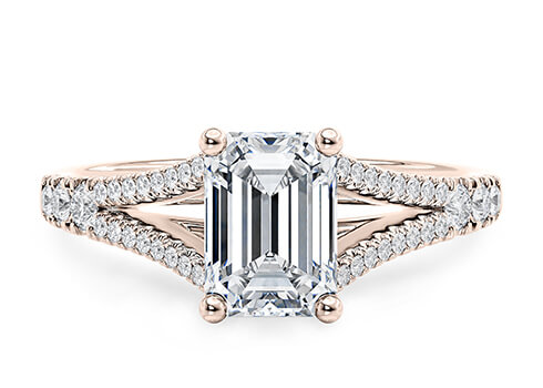 Oxford in Rose Gold set with a Emerald cut diamond.