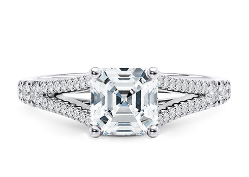 Oxford in Platinum set with a Asscher cut diamond.