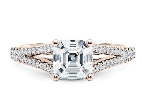 Oxford in Roségold set with a Asscher cut diamant.
