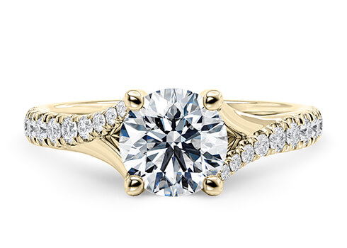 Valentine in Yellow Gold set with a Round cut diamond.