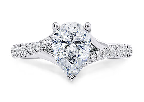 Valentine in Platinum set with a Pear cut diamond.