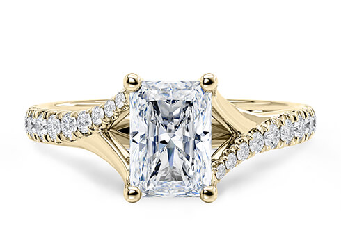 Valentine in Gelbgold set with a Radiant cut diamant.