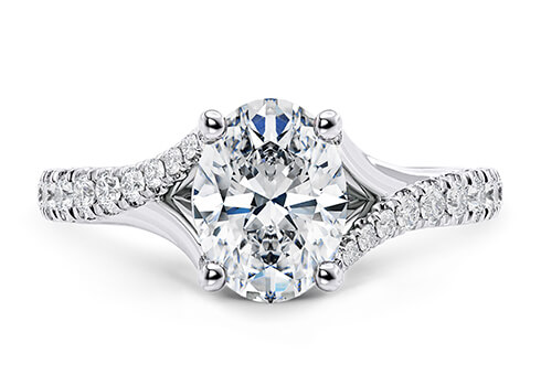 Valentine in Platinum set with a Oval cut diamond.