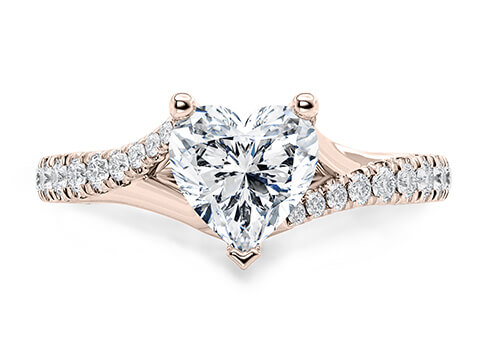 Valentine in Rose Gold set with a Heart cut diamond.