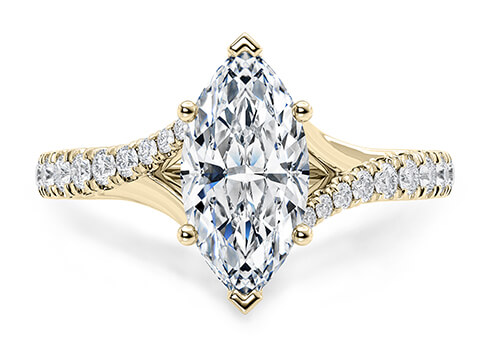 Valentine in Yellow Gold set with a Marquise cut diamond.