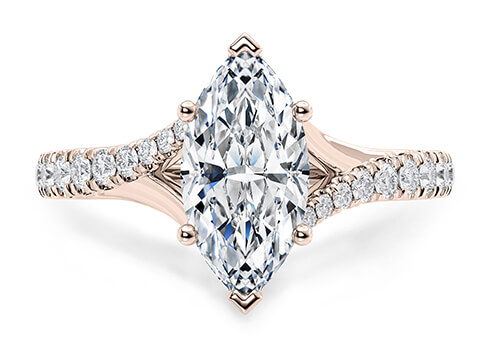 Valentine in Rosaguld set with a Marquise cut diamant.