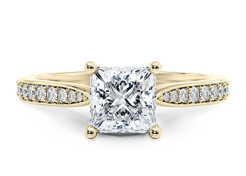 Victoria in Yellow Gold set with a Princess cut diamond.