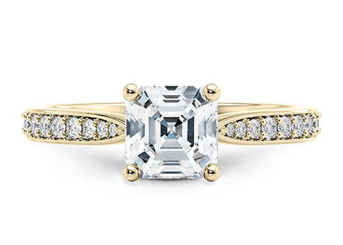 Victoria in Keltainen kulta (9k) set with a Asscher cut timantti.