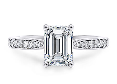 Victoria in Platinum set with a Emerald cut diamond.