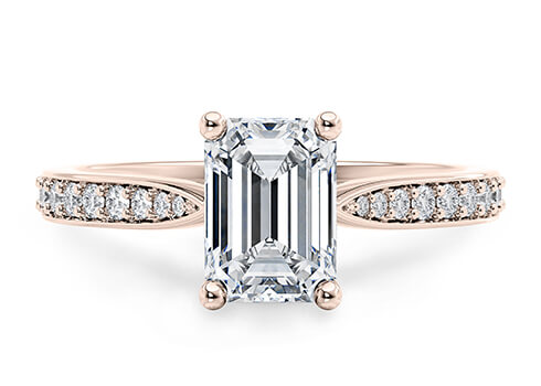 Victoria in Rose Gold set with a Emerald cut diamond.