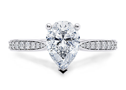 Victoria in Platinum set with a Pear cut diamond.