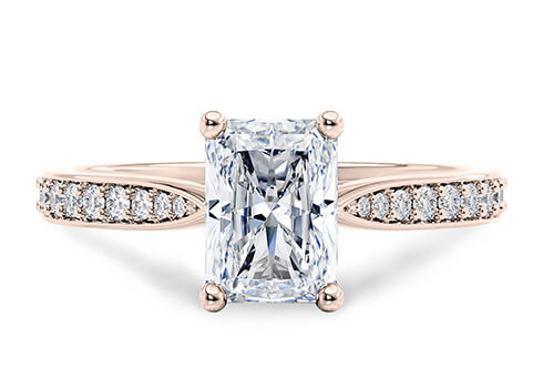 Victoria in Rose Gold set with a Radiant cut diamond.