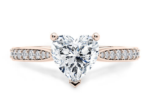 Victoria in Rose Gold set with a Heart cut diamond.