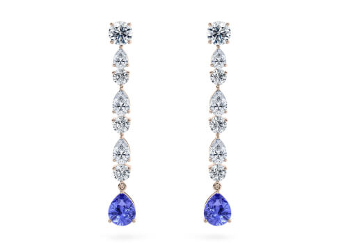 Gaia Tanzanite Drops in Or rose