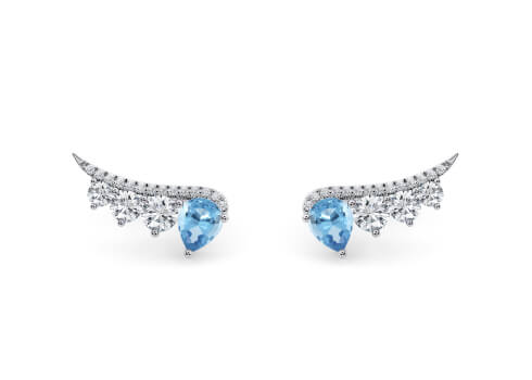 Gaia Aquamarine Earrings in 白金.