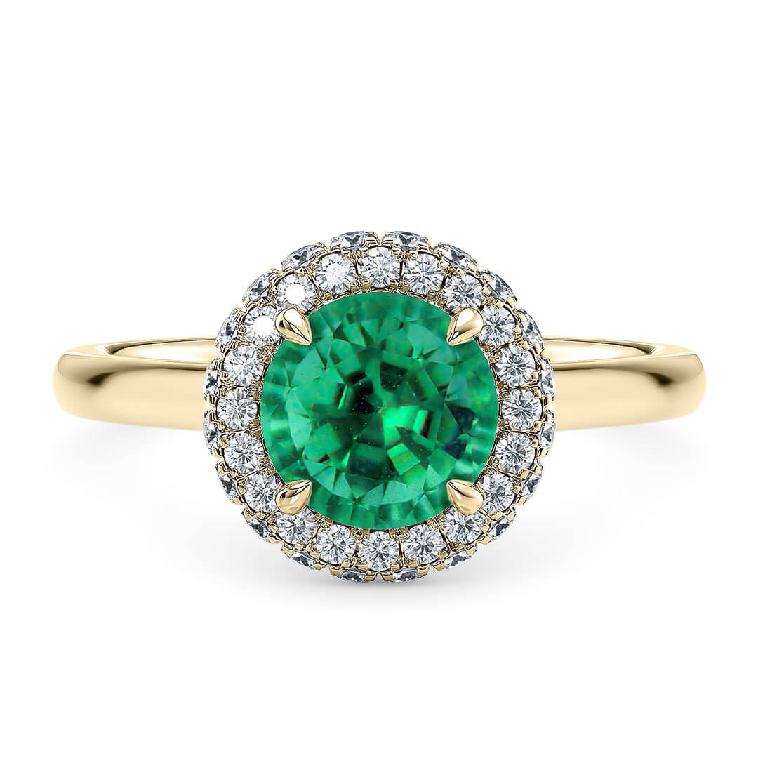 Engagement Ring in Yellow Gold (18k) with Round 2.01ct Emerald