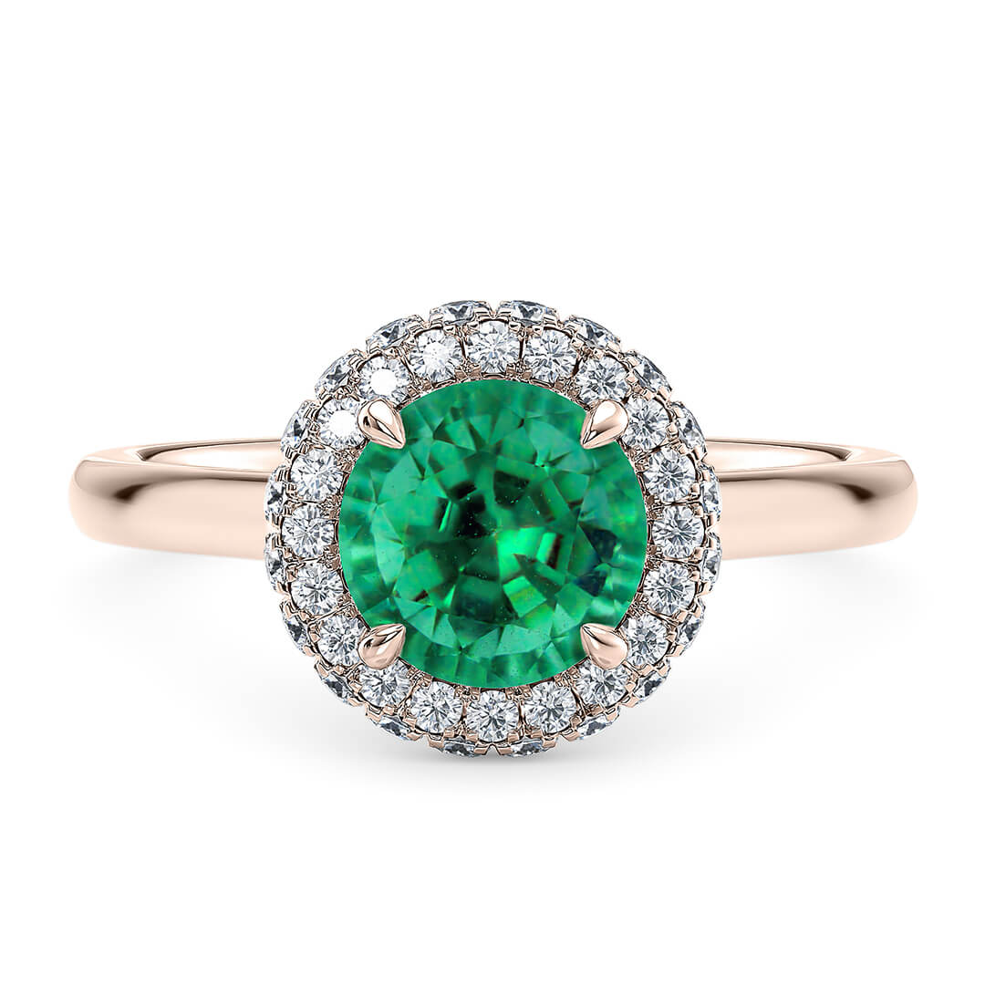 Engagement Ring in Rose Gold (18k) with Round 1.79ct Emerald