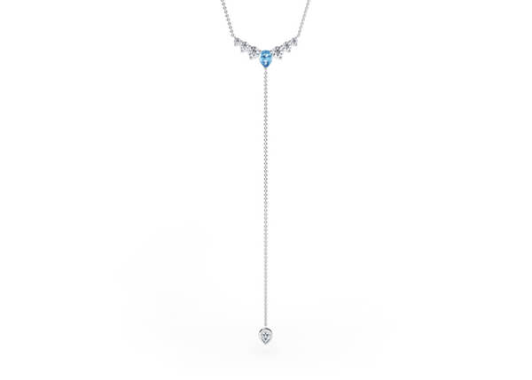 Gaia Aquamarine Necklace in Or blanc.