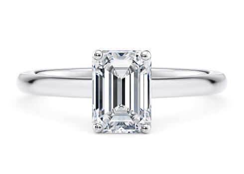 Paloma in White Gold set with a Emerald cut diamond.
