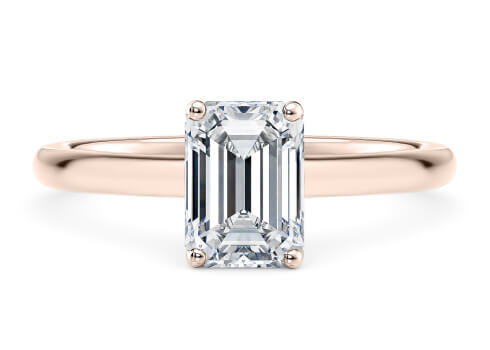 Paloma in Rose Gold set with a Emerald cut diamond.