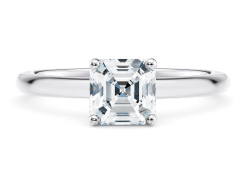 Paloma in White Gold set with a Asscher cut diamond.