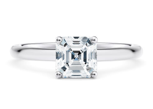 Paloma in Platino set with a Asscher cut diamante.