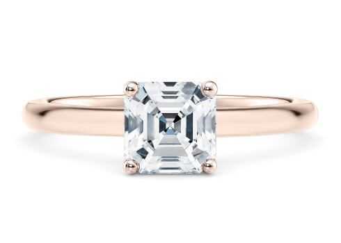 Paloma in Rose Gold set with a Asscher cut diamond.