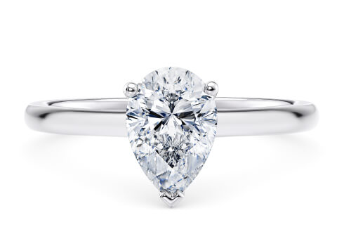 Paloma in Platinum set with a Pear cut diamond.