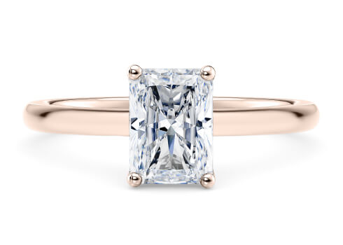 Paloma in Rose Gold set with a Radiant cut diamond.