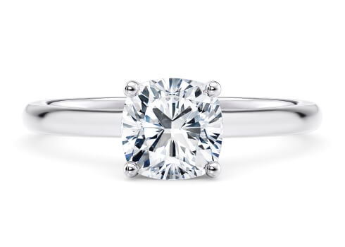 Paloma Engagement Ring in Platinum set with a Cushion cut diamond.