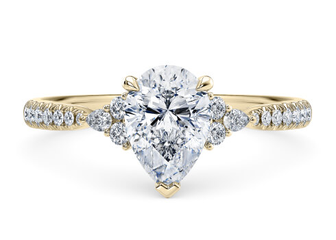 Gaia in Yellow Gold set with a Pear cut diamond.