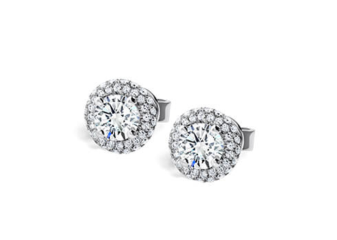 Muse Diamond Studs in White Gold set with a Round cut diamond.