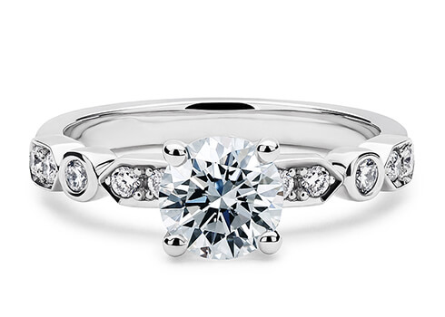 Eva Engagement Ring in Vitt guld set with a Rund cut diamant.