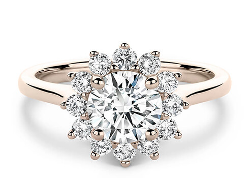 Edwardia in Rose Gold set with a Round cut diamond.