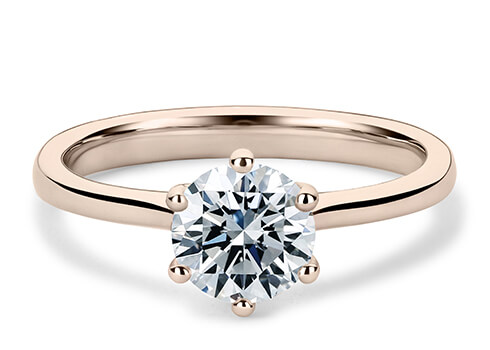 Zeta in Rose Gold set with a Round cut diamond.