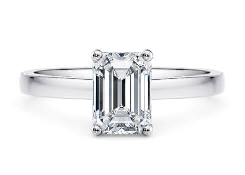 1477 Classic in Platinum set with a Emerald cut diamond.