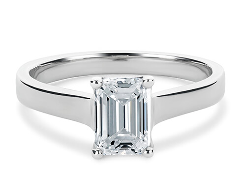 Ballerina in Platinum set with a Emerald cut diamond.
