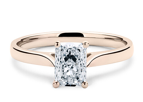 Contour in Rose Gold set with a Radiant cut diamond.