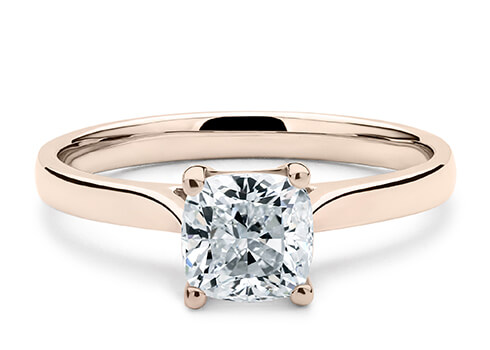 Contour in Rose Gold set with a Cushion cut diamond.