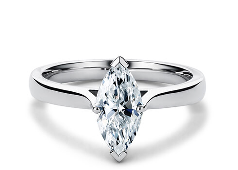 Contour in Platinum set with a Marquise cut diamond.