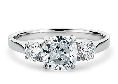 Roma in Platinum set with a Cushion cut diamond.