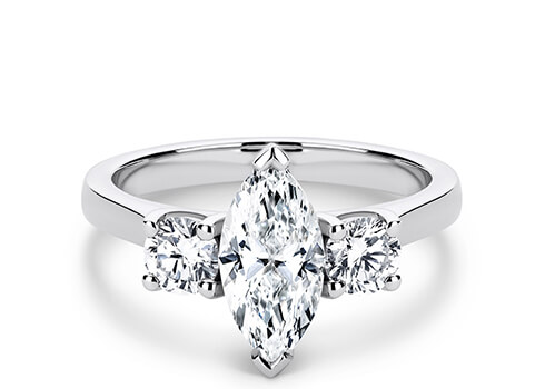 Roma in Platinum set with a Marquise cut diamond.